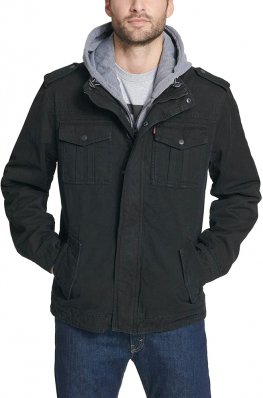 Men's Washed Cotton Hooded Military Jacket